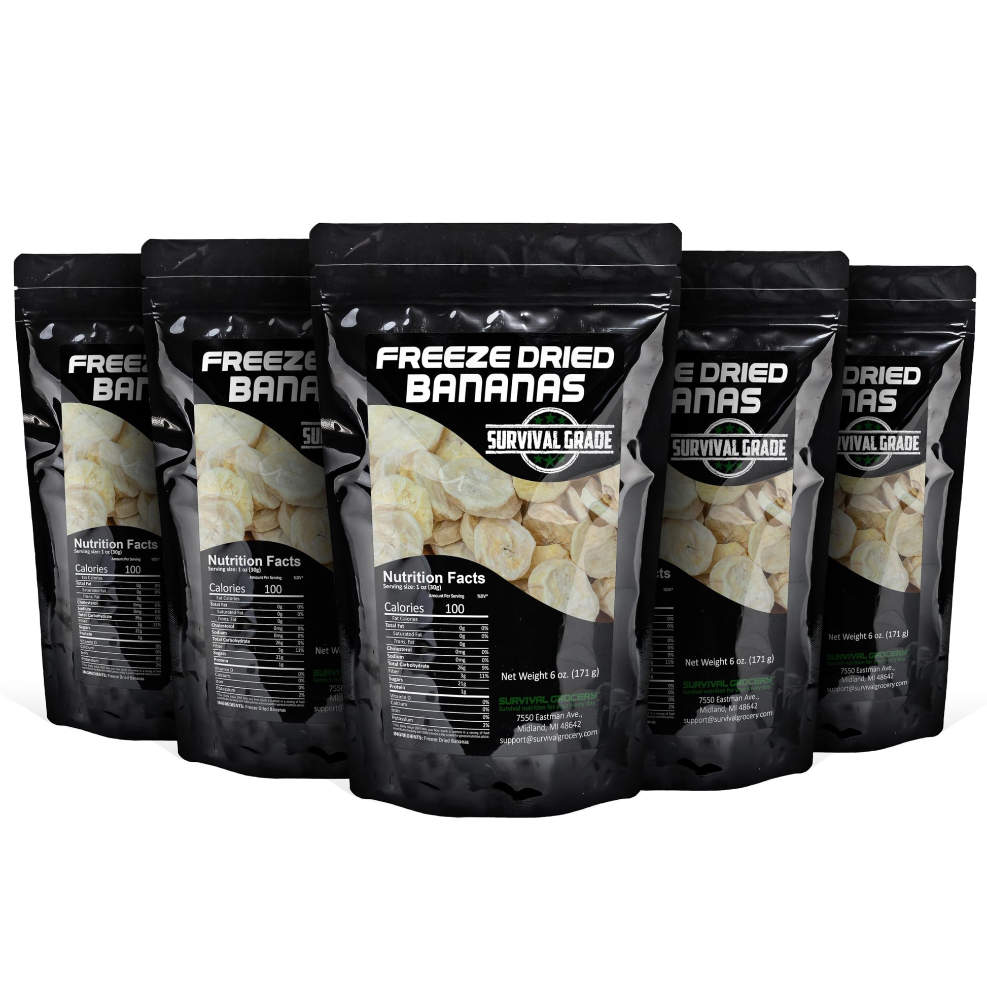 Survival Grocery - Freeze Dried Bananas (30 oz./5 Bags)