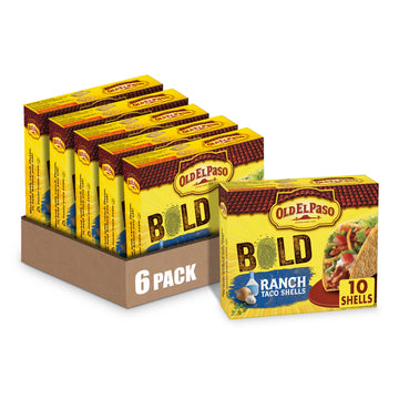 Old El Paso Stand N Stuff Taco Shells, Zesty Ranch Flavored, Gluten Free Crunchy Corn Taco Shells, 10 Count, 5.4 oz (Pack of 6)