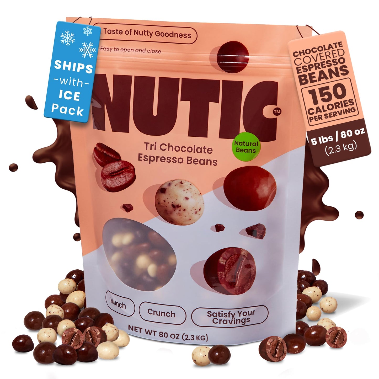 Nutic Chocolate Covered Espresso Beans - 5Lb, Assortment Of White, Milk & Dark Chocolate Coffee Beans - Bulk Espresso Candy For 