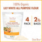 Great River Organic Milling All-Purpose Flour, Unbromated & Unbleached, Non-GMO, 2 Lb (Pack of 4)