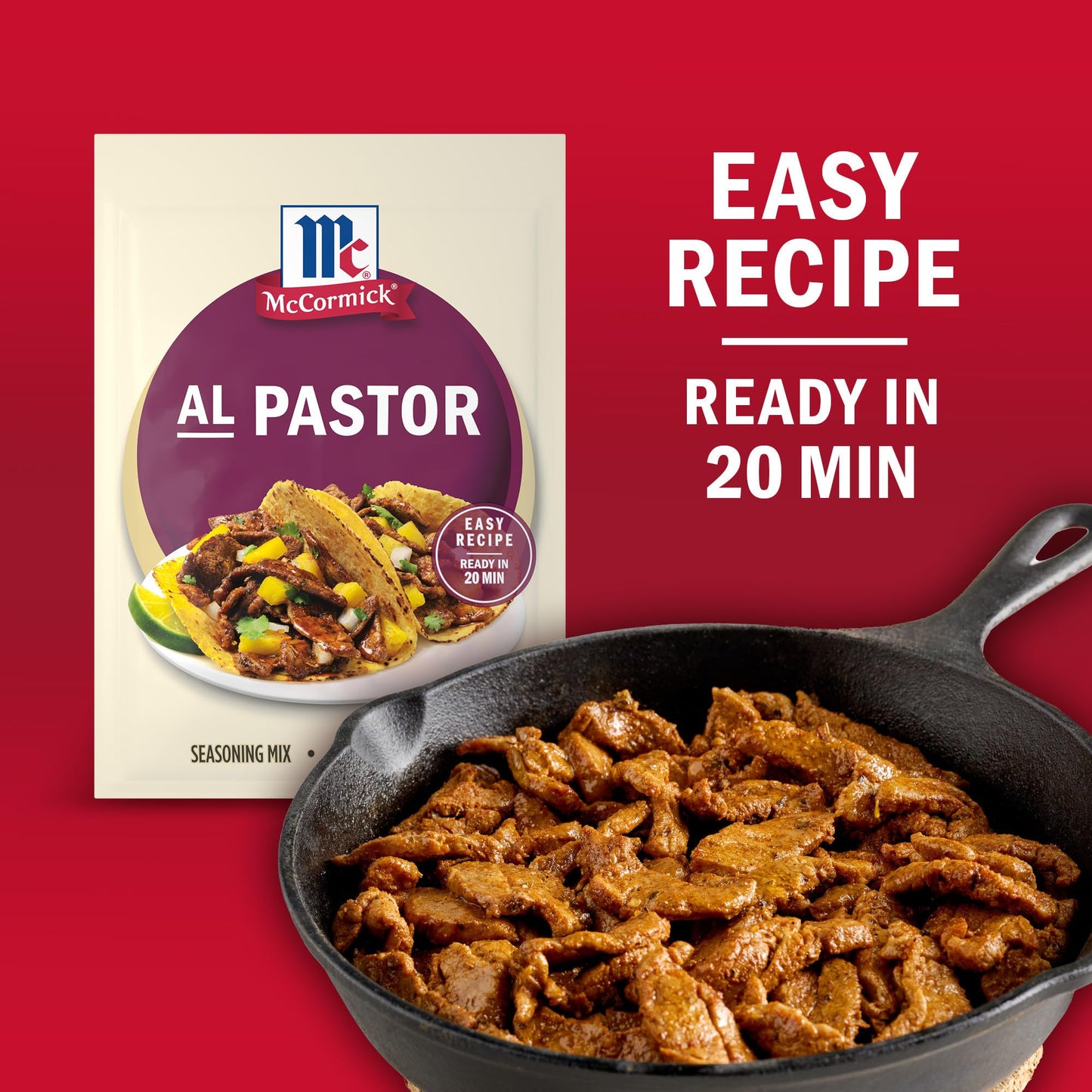 McCormick Seasoning Mix  Al Pastor  Smoky  Tangy & Savory Al Pastor for Tacos  Rice Bowls & Burritos  Ready to Serve In 20 Minutes  0.75 oz (Pack of 12)