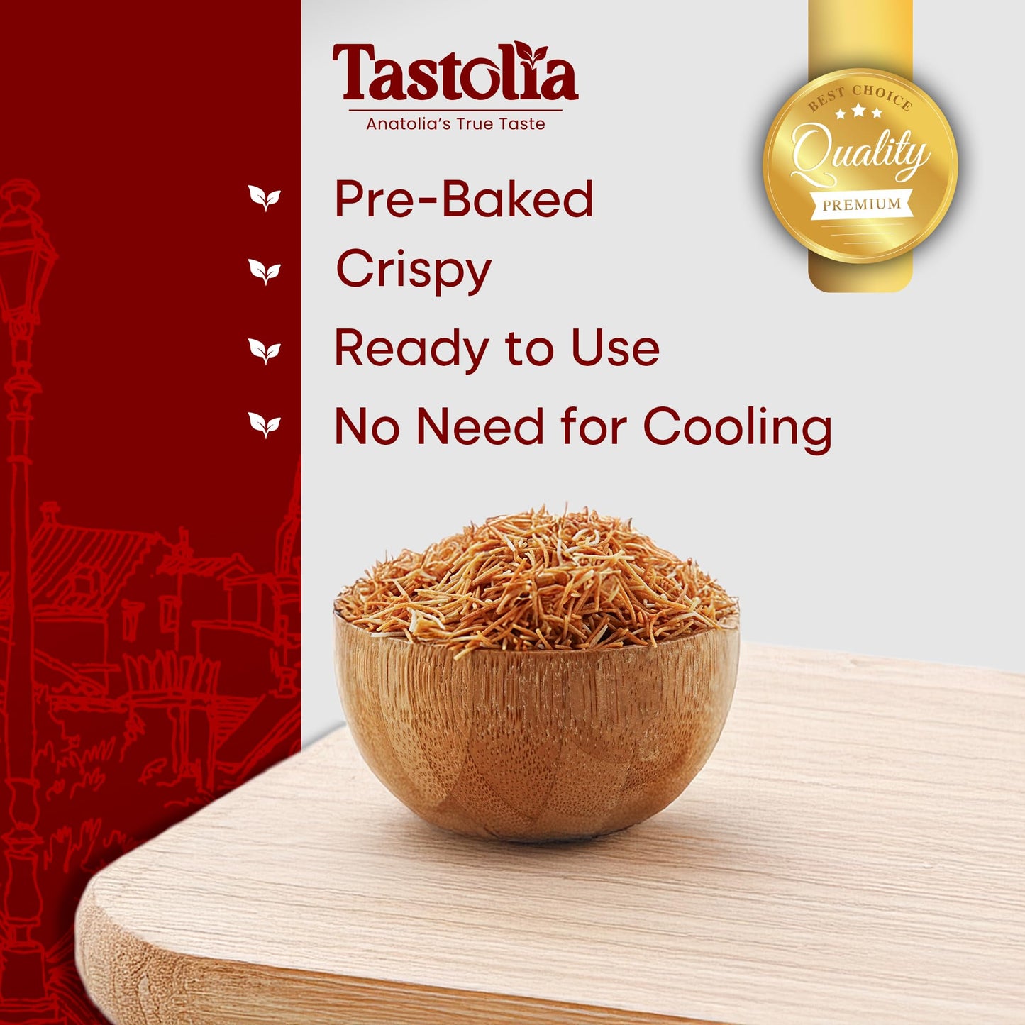 TASTOLIA Shredded Baked Kataifi Dough - 7 oz (200g) Crispy Fillo for Kunafa, Knafeh, Milk Puddings, Pistachio