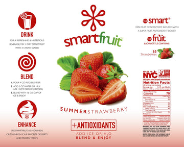 Smartfruit Summer Strawberry + Antioxidants, 100% Real Fruit Pur  E, Non-Gmo, No Additives, Vegan - 48 Fl. Oz - 2 Pack
