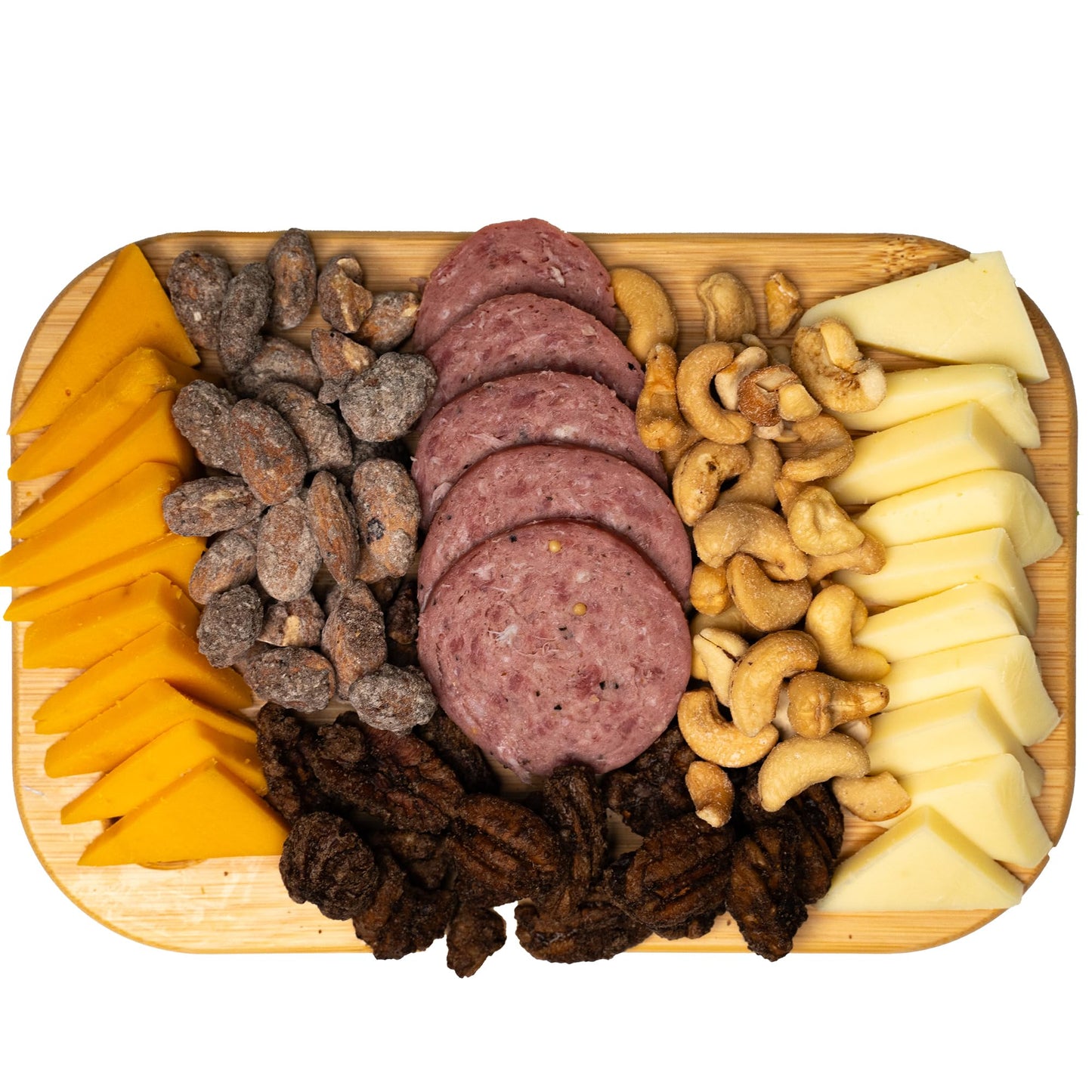 Sausage, Cheese And Nuts Gift Basket For Men, Women, Cashews, Almonds, Maple Pecans, 2 Cheeses, Summer Sausage - Birthday Gift F