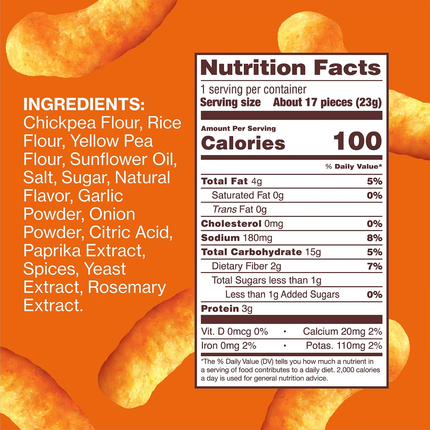 Hippeas Chickpea Puffs, Cheezy Vibes, 0.8 Ounce (Pack of 30), 3g Protein, 2g Fiber, Vegan, Gluten-Free, Crunchy, Plant Protein S