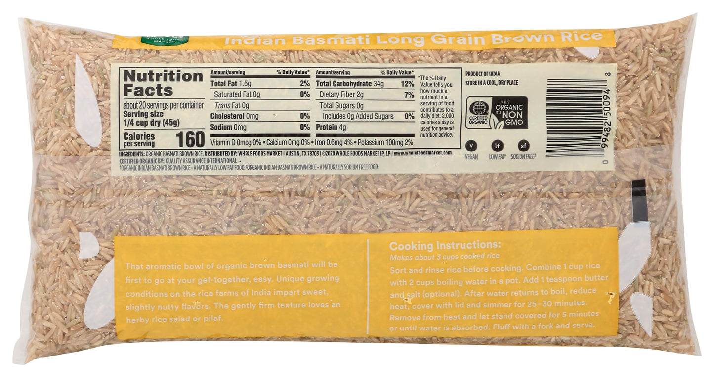 365 By Whole Foods Market, Organic Indian Brown Basmati Rice, 32 Ounce