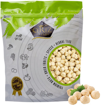 Cerez Pazari Turkish Hazelnuts Double Roasted 454G In Resealable Bag, Non-Gmo, Unsalted, Blanched, No Shell, Natural, Premium Qu