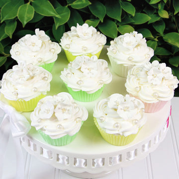 Global Sugar Art Blossom Sugar Wedding Cake Flowers White With Pearl Stamens, Unwired, 100 Count By Chef Alan Tetreault
