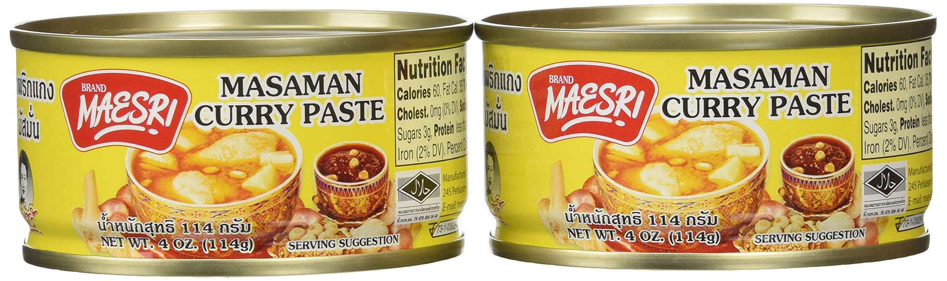 Maesri Thai Masaman Curry - 4 Oz X 2 Cans - Pack Of 2