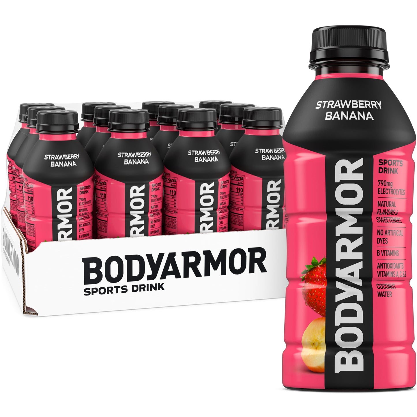 BODYARMOR Sports Drink Sports Beverage, Strawberry Banana, Coconut Water Hydration, Natural Flavors With Vitamins, Potassium-Pac