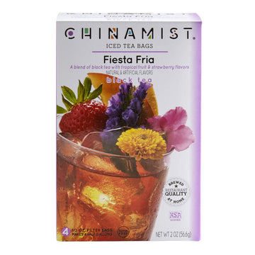 China Mist Iced Tea - Fiesta Fria Black Tea Infusion - Refreshing And Delicious - Each Tea Bag Yields 1/2 Gallon - 4 Bags.