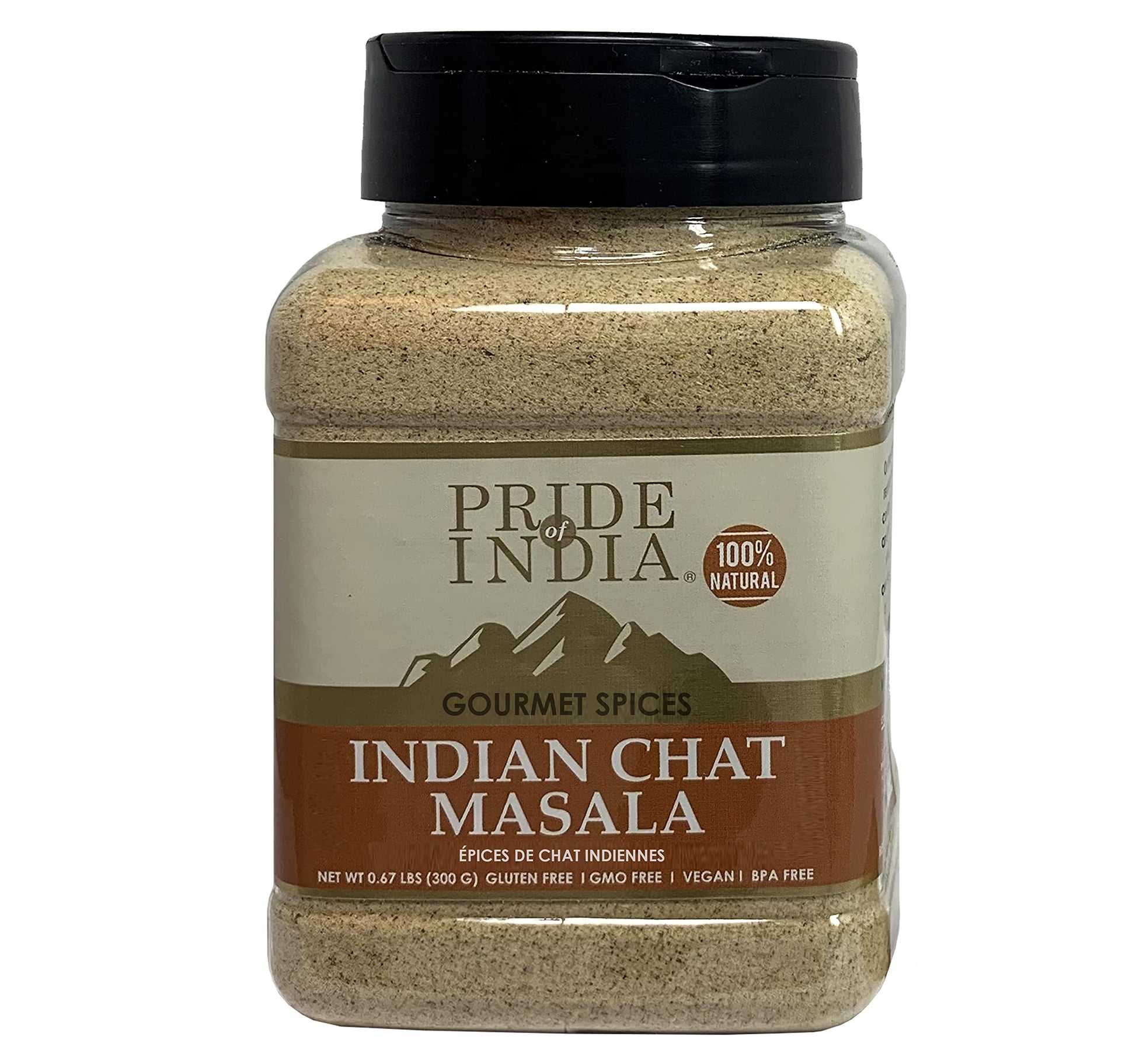 Pride Of India Chat Masala Seasoning Spice - 10.58oz Medium Dual Sifter Jar - Preservative Free - Delhi Style