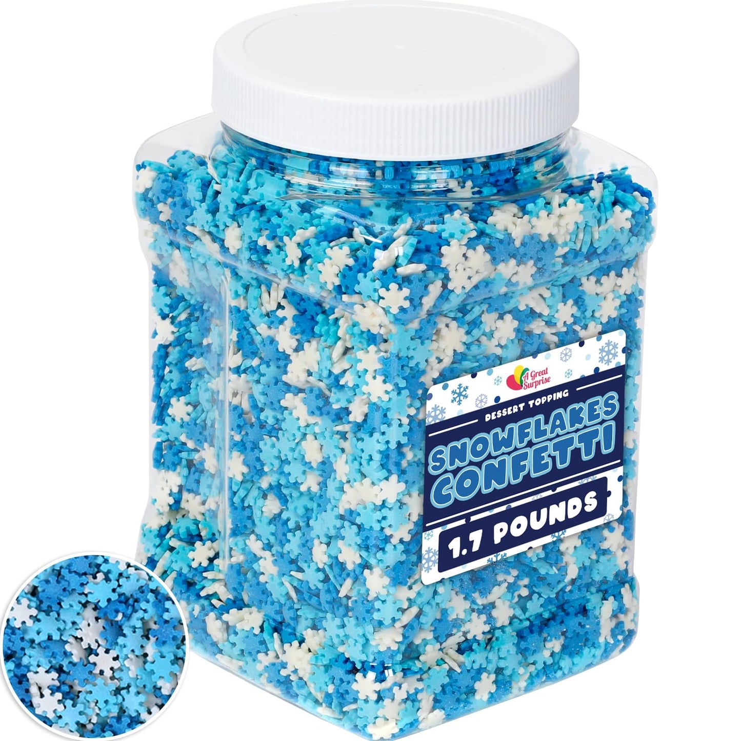 Snowflake Sprinkles - 1.7 Pounds - Winter Wonderland Decorating Sprinkle Mix, Great for Baking Cookies, Cakes, Cupcakes and More