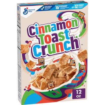 Cinnamon Toast Crunch Breakfast Cereal, Crispy Cinnamon Cereal, 12 Oz Cereal Box