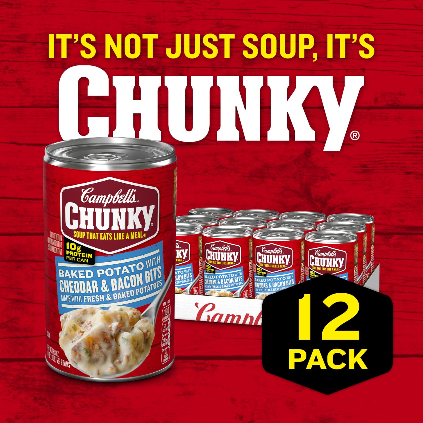 Campbell'S Chunky Soup, Baked Potato With Cheddar And Bacon Bits Soup, 18.8 Oz Can (Case Of 12)