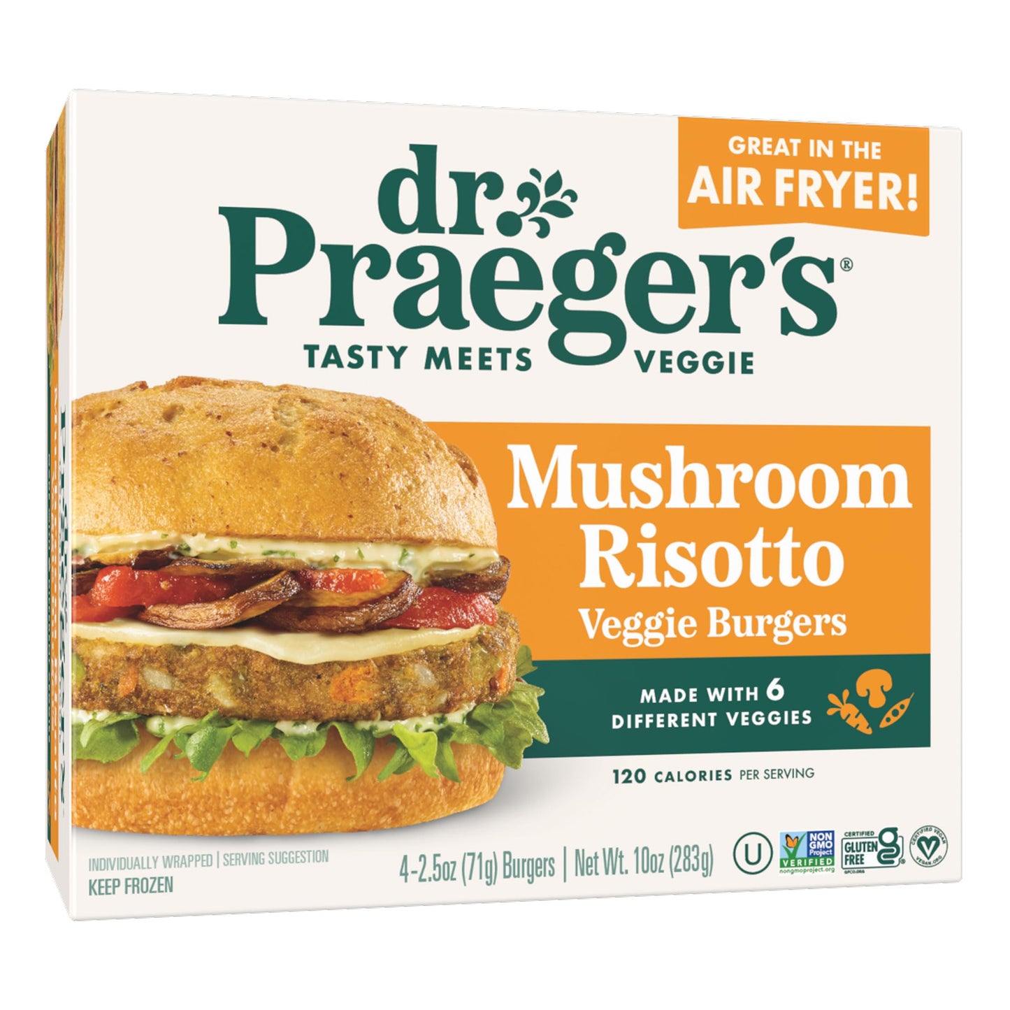 Dr. Praegers, Mushroom Risotto Veggie Burgers, 2.5 Ounce, 4 Count