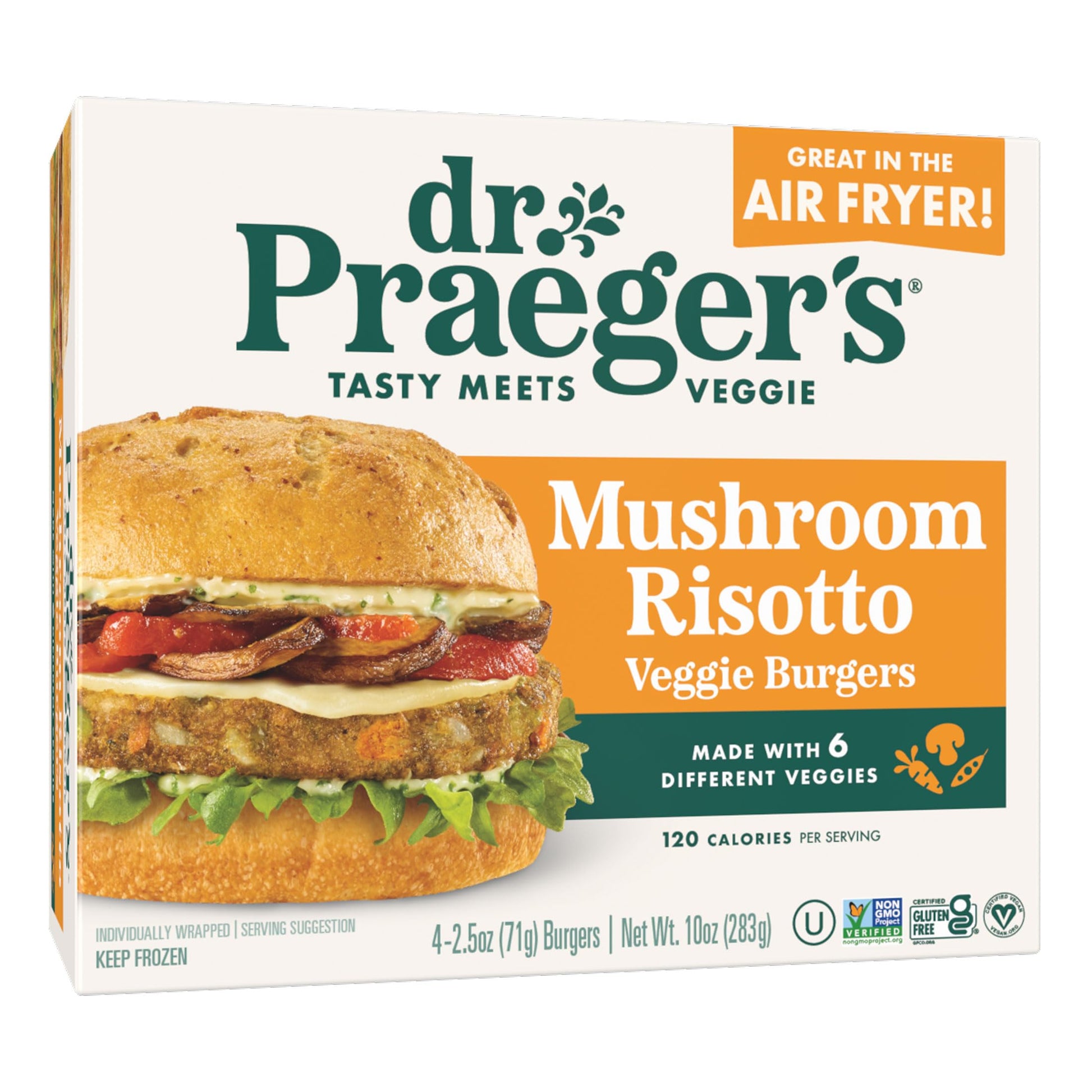 Dr. Praegers, Mushroom Risotto Veggie Burgers, 2.5 Ounce, 4 Count