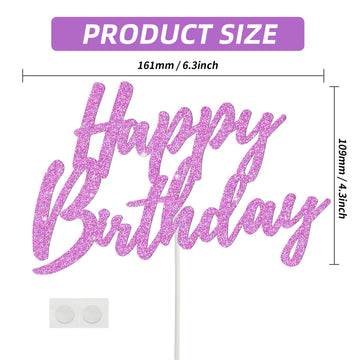 Beishida Happy Birthday Cake Toppers Purple Glitter Birthday Cake Decoration Cake Baking Supplies 18Th 30Th 40Th Birthday Cake T