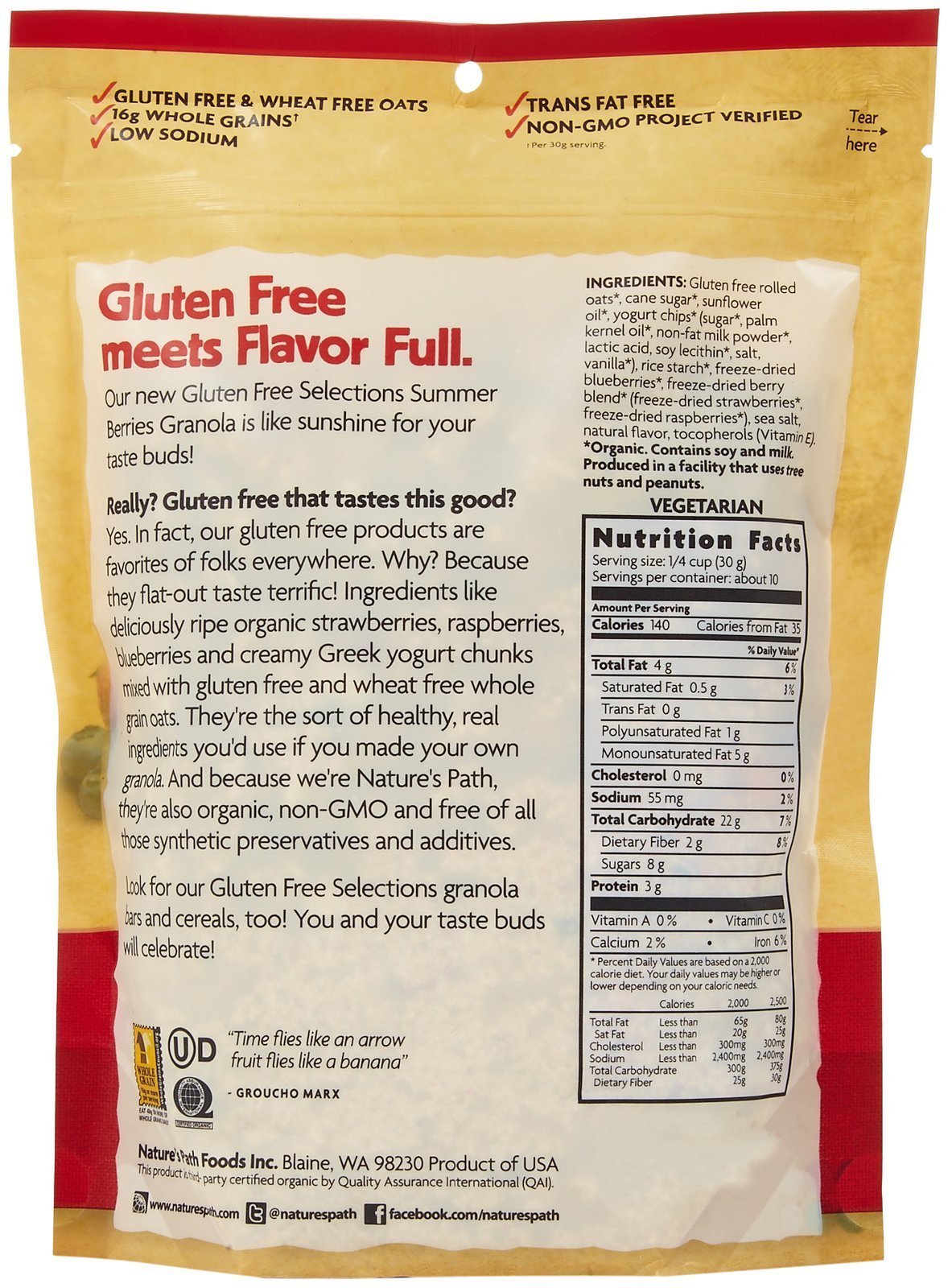 Natures Path Gluten Free Granola - Summer Berries - 11 Oz.