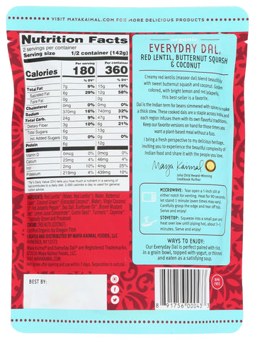 Maya Kaimal Organic, Everyday Dal, Red Lentil, Butternut Squash & Coconut, 10 Oz