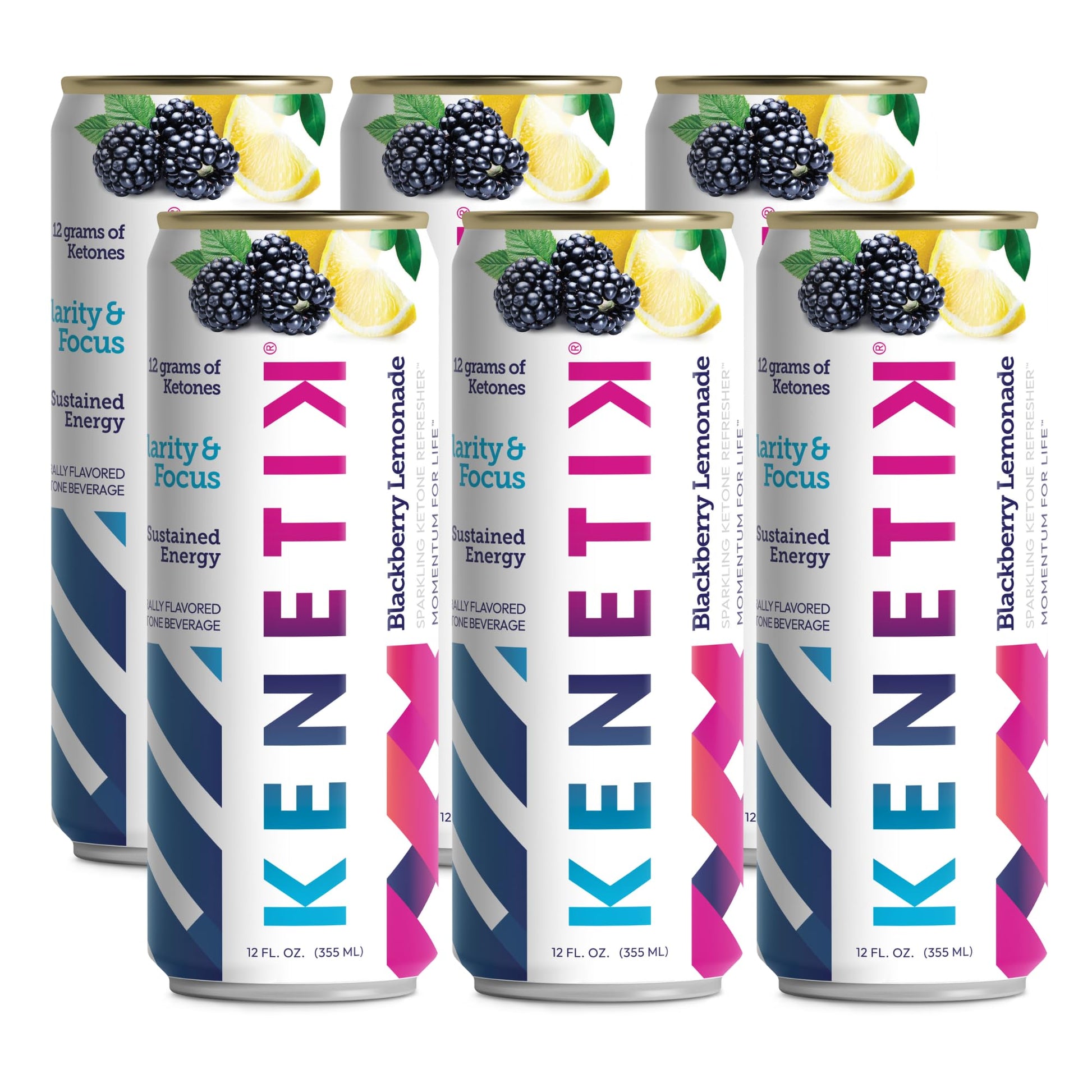 Kenetik Nootropic Ketone Drink - Caffeine & Sugar Free, Blackberry Lemonade, 12 Fl Oz (Pack of 6)