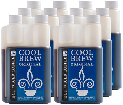 CoolBrew Original 6 Pack - 16 DRINKS PER BOTTLE - Fresh Cold Brew Liquid Concentrate - For Iced or Hot Coffee, Unsweetened, No P