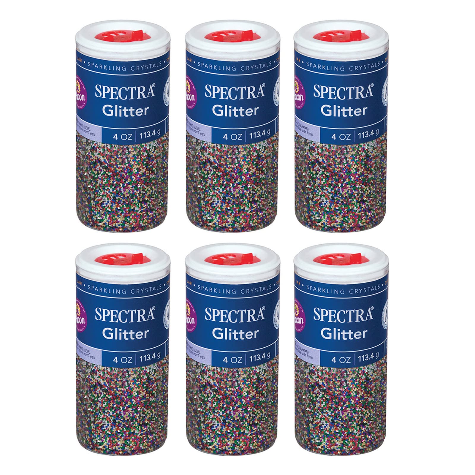 Spectra Glitter, Multi-Color, 4 Oz. Per Jar, 6 Jars