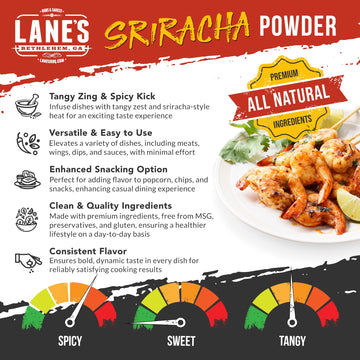 Lane'S Sriracha Seasoning Powder, All-Natural Sriracha Powder Seasonings And Spices For Cooking, Goes Well With Meat & Vegetable