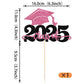 YCTHUNFISH Graduation Cake Topper, Glitter Congrats Grad Cap, 2025 Theme, Black Yellow, Paper, 1 Pack