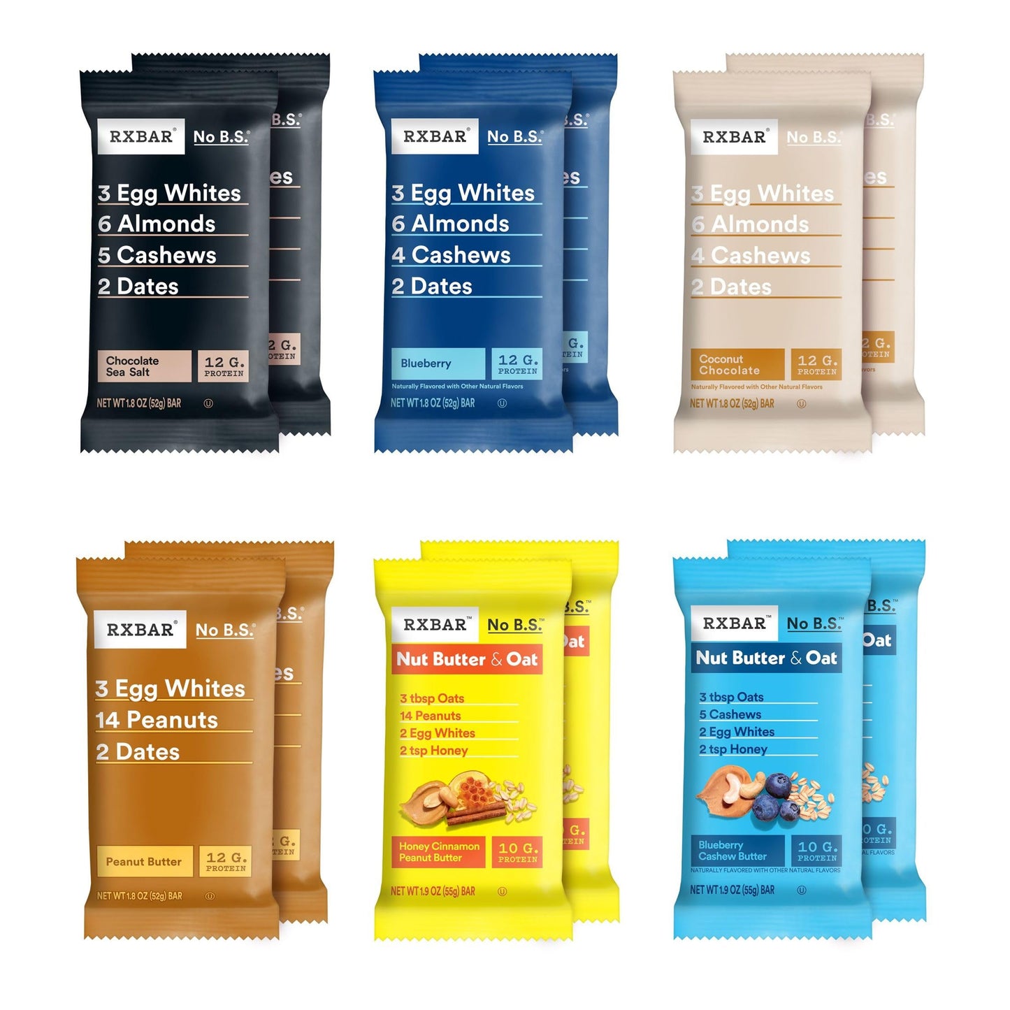 Rxbar Protein Bars, Protein Snacks, Snack Bars, Variety Pack (12 Bars)
