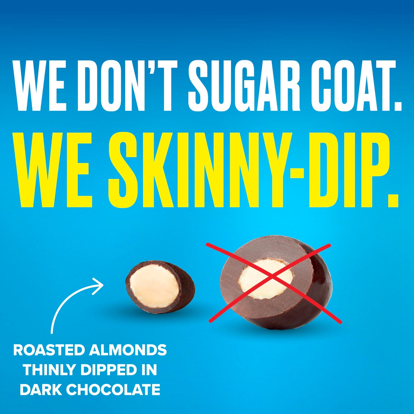 SkinnyDipped Dark Chocolate Cocoa Almonds, Chocolate Covered Almonds, Low Sugar, Gluten Free, Healthy Snack, 1.2 Ounce Bags (Pac