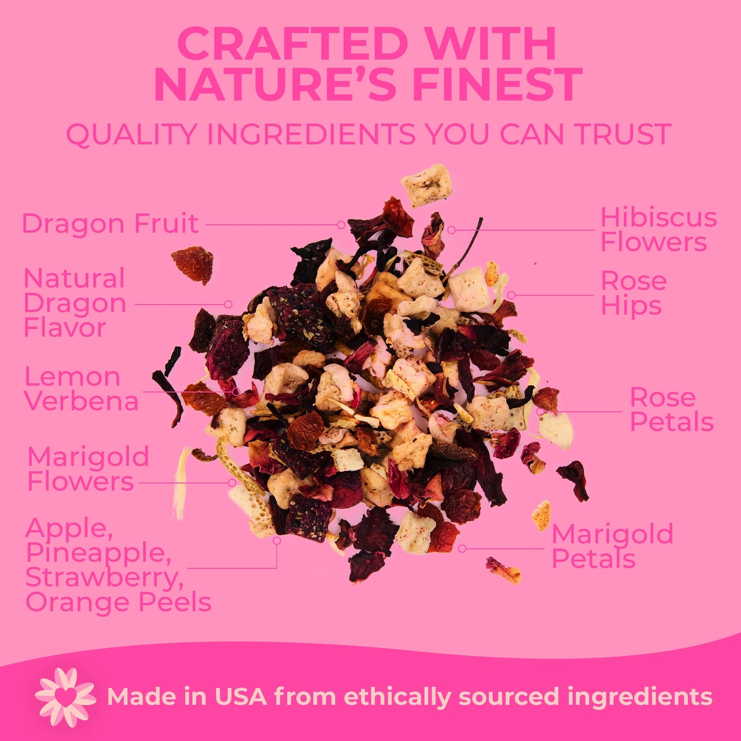 DRINK KATYS Dragonfruit Tea Loose Leaf Herbal, All Natural, Caffeine Free, 3 Ounce