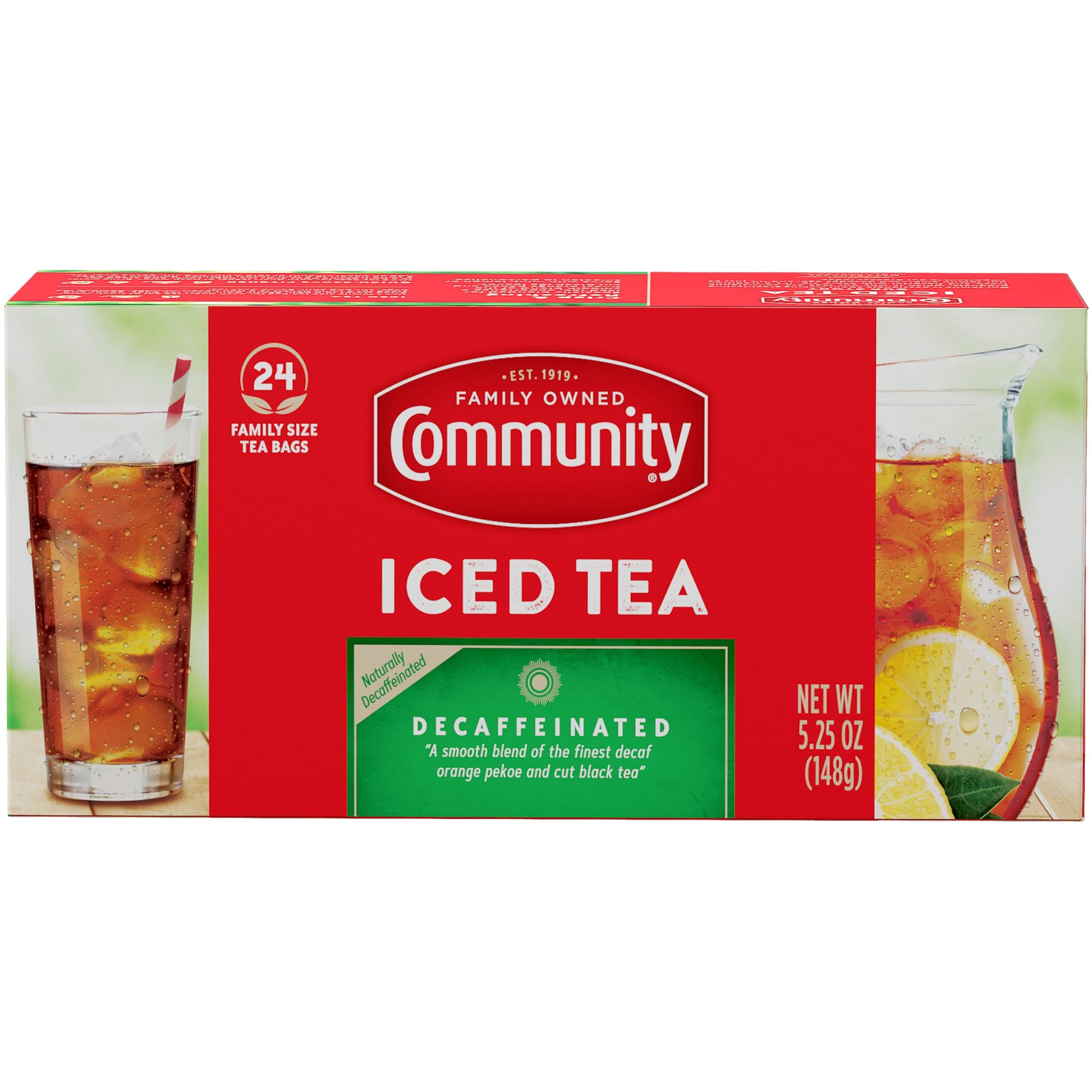 Community Coffee Decaf Tea, Family Size, 24 Count, Pack of 12