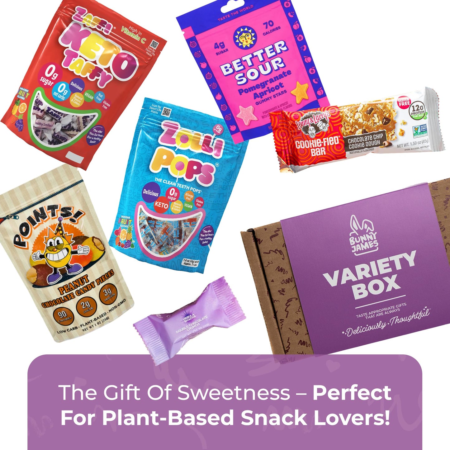 BUNNY · JAMES · Vegan Candy Gift Box - 10 Piece Set, Multicolor - Sour and Sweet Mix, Ideal for Gifts and Care Packages