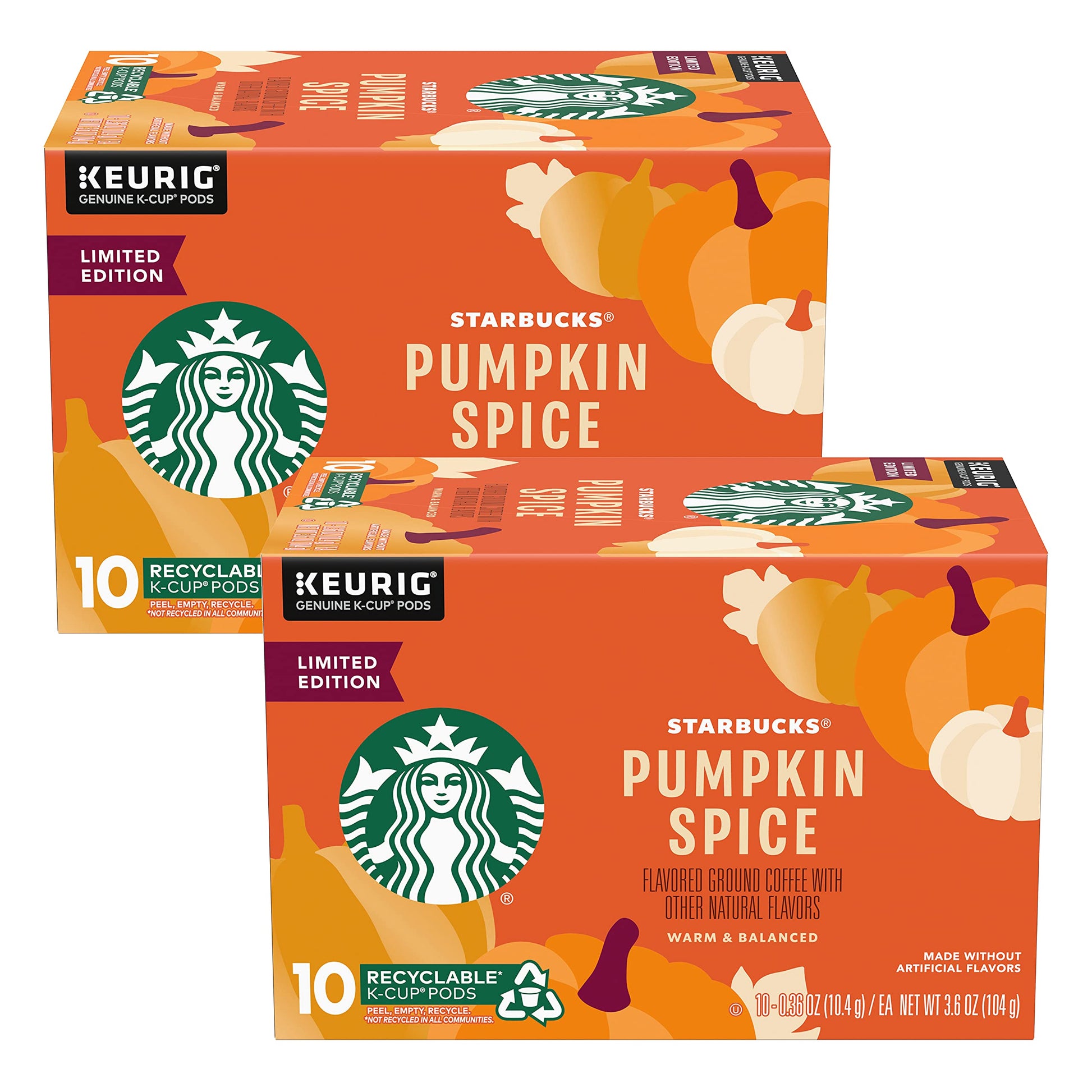 Starbucks Coffee Company Limited Edition Flavored Coffee K-Cups, Pumpkin Spice, 10 Ct (Pack Of 2)