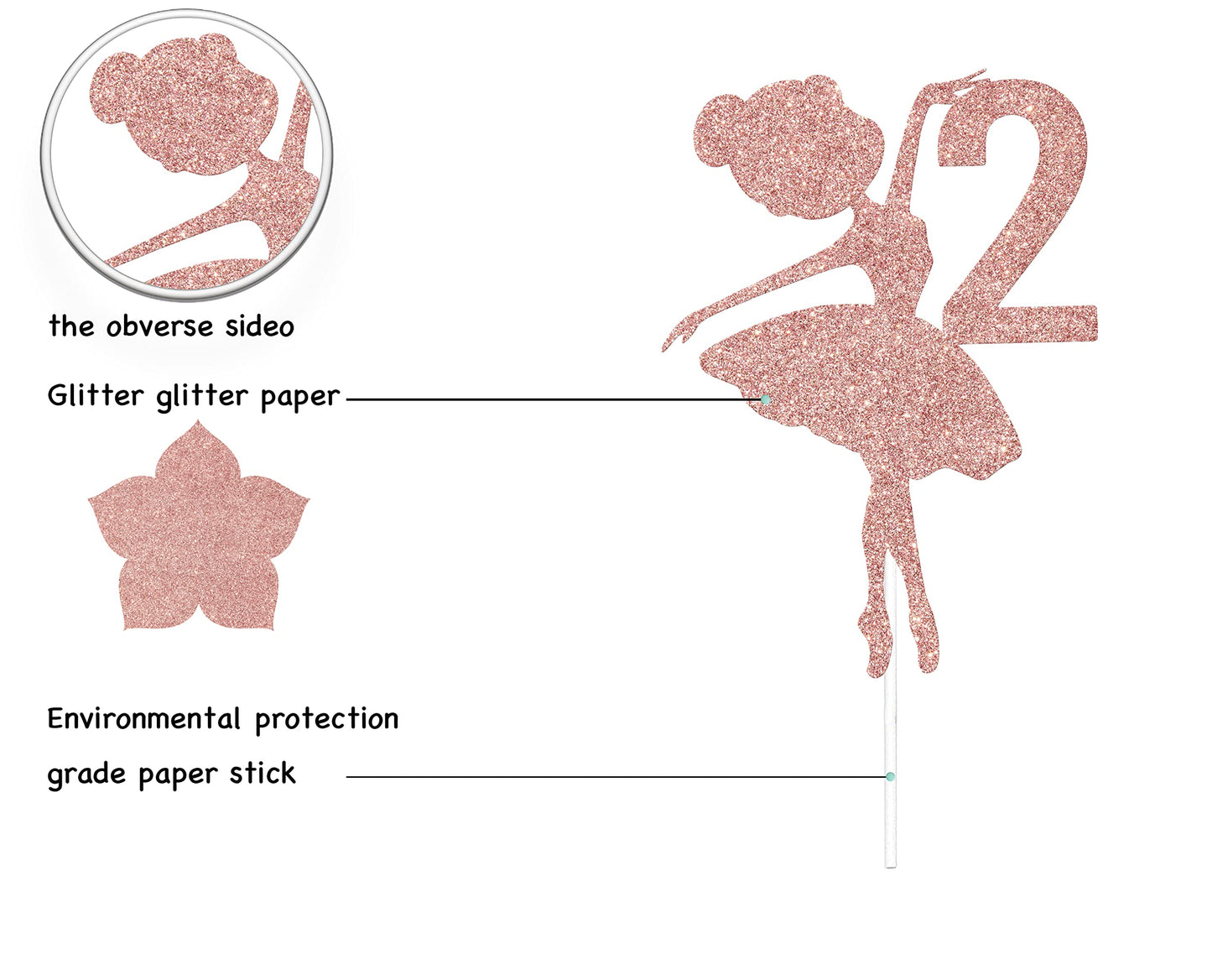 Ballerina 2Nd Birthday Cake Topper, Ballerina One Cake Topper, 2Nd Birthday Cake Topper, Ballerina Birthday Cake Decorations, Pr
