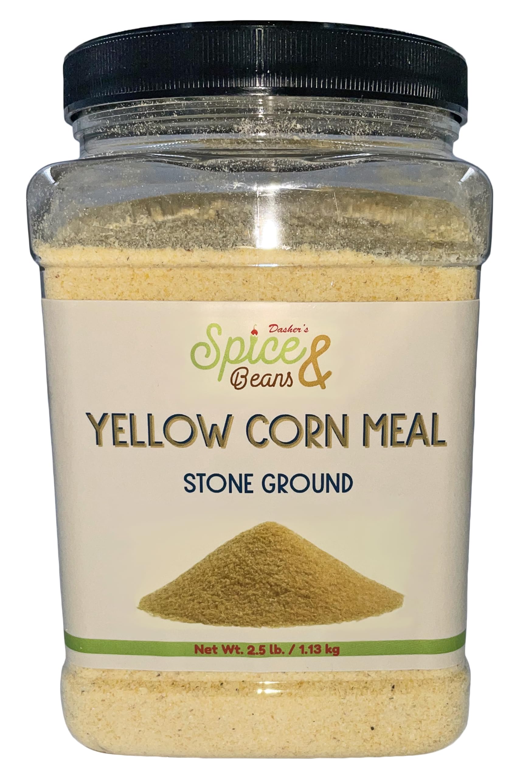 Stone Ground Yellow Corn Meal | Enriched | by Dasher's Spice & Beans | 2.5 lb. Cannister