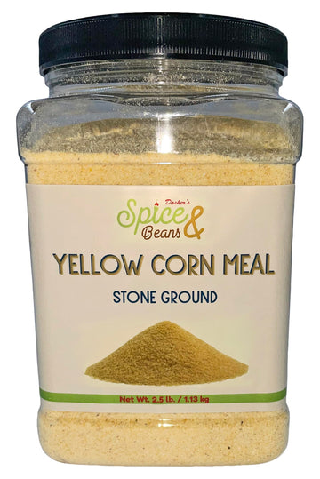 Stone Ground Yellow Corn Meal | Enriched | by Dasher's Spice & Beans | 2.5 lb. Cannister