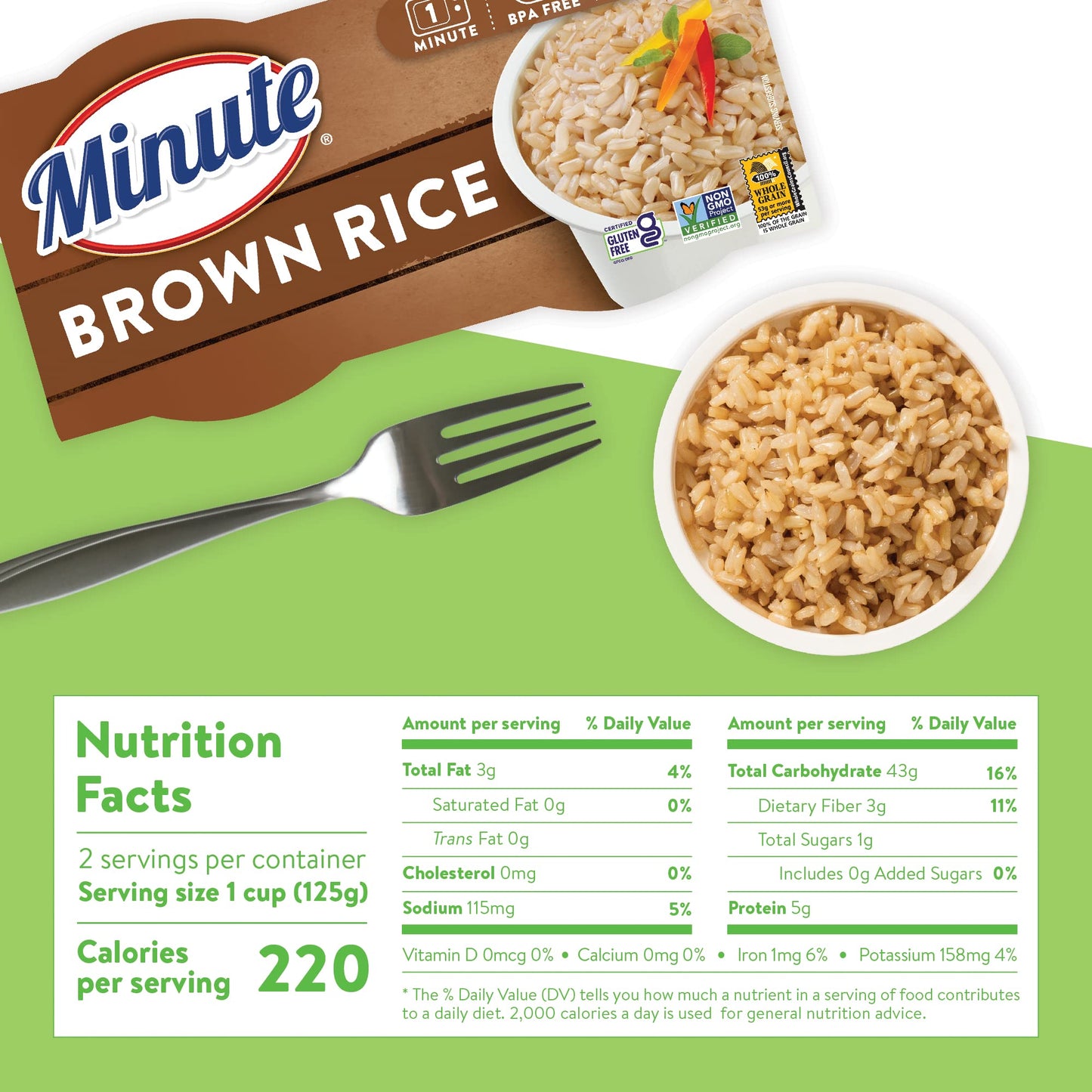 Minute Ready-to-Serve Brown Rice, Microwavable Rice Cups, 8.8-Ounce Cups (Pack of 8)