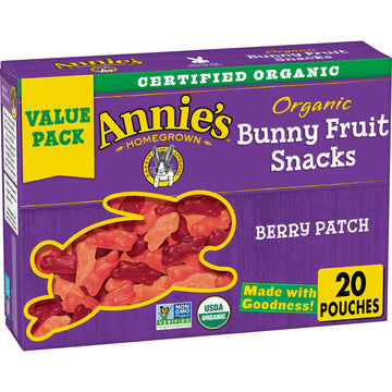Annie'S Organic Berry Patch Bunny Fruit Snacks, Gluten Free, 16 Oz, 20 Ct