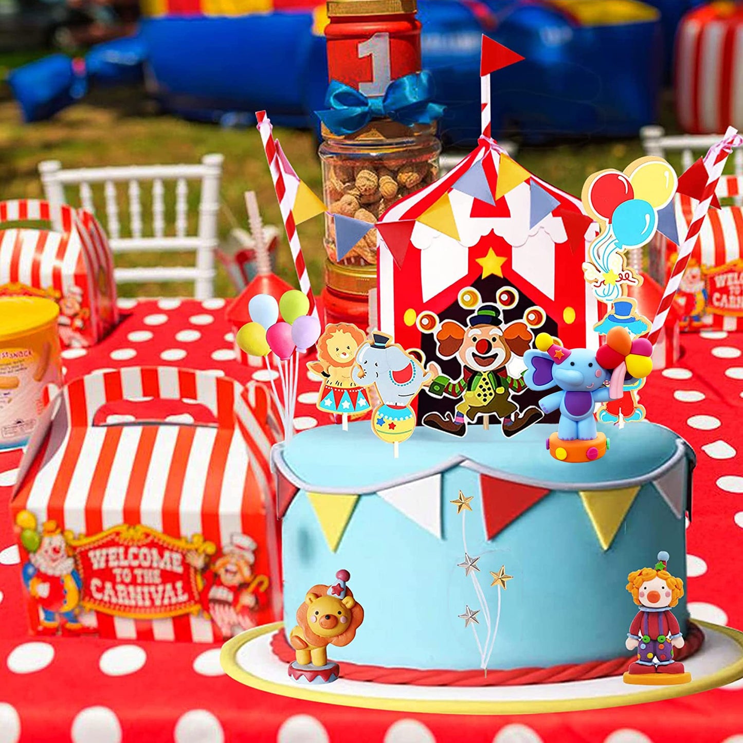 Circus Cake Toppers Carnival Cupcake Toppers Circus Birthday Cake Decorations Carnival Birthday Party Supplies Circus Baby Showe