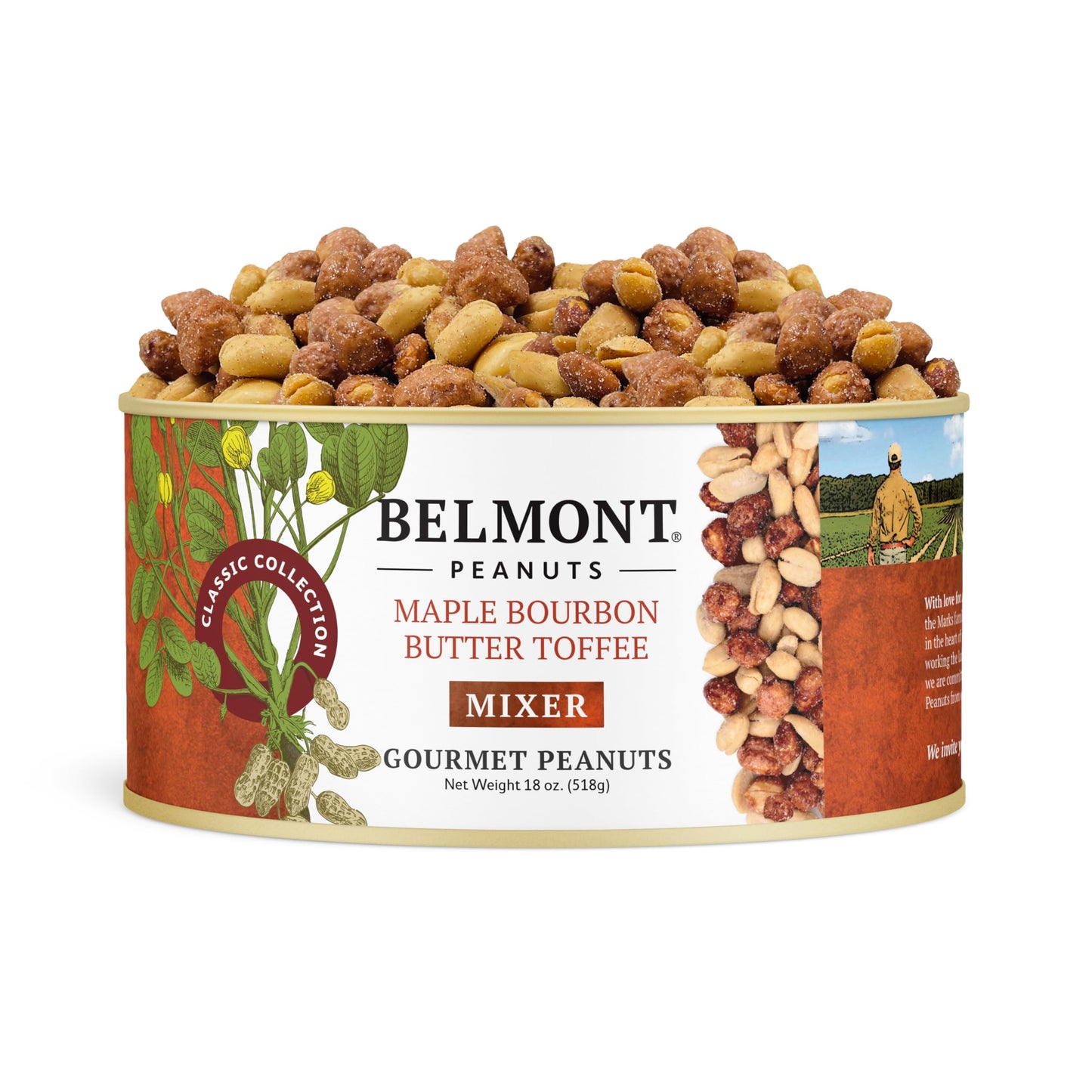 Belmont Peanuts Gourmet Maple Bourbon Butter Toffee Mixer with Maple Bourbon-Spiced Sea Salt and Butter Toffee Virginia Peanuts,