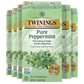 Twinings Peppermint Herbal Tea, Caffeine-Free, 25 Count (Pack of 6), Fresh Minty Flavor, Individually Wrapped Bags
