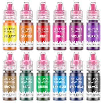 Upgraded Gel Food Coloring Set - Cherrysea 12 Colors Gel Based Food Color for Baking Food Grade Dye for Cake Cookie Decorating E