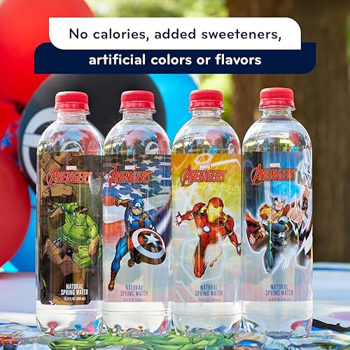 Pulse+ Marvel Avengers Natural Spring Water - Disney Bottles - Filtered Spring Water - Bpa-Free Recyclable Bottles - 24 Pack