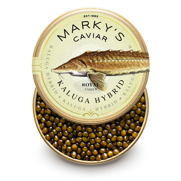 MARKY'S Kaluga Royal Amber Sturgeon Caviar - 1 oz / 28 g - Malossol Kaluga Fusion Black Roe - GUARANTEED OVERNIGHT