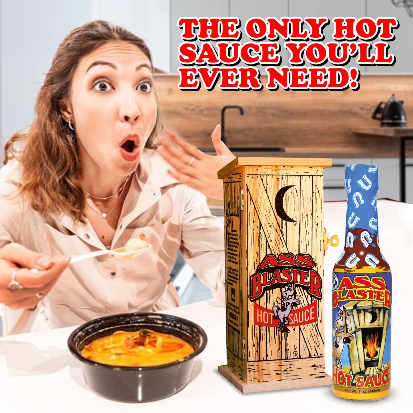 ASS BLASTER Premium Gourmet Hot Sauce - Habanero Gift Set, 148 ml, Outhouse Box, Perfect for Spicy Food Lovers
