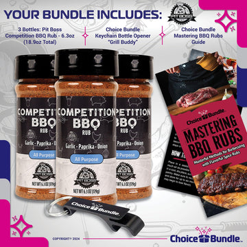 Pit Boss BBQ All Purpose Seasoning Spice & Rub 3 Pack Bundle (18.9 oz) with Guide & Keychain Opener