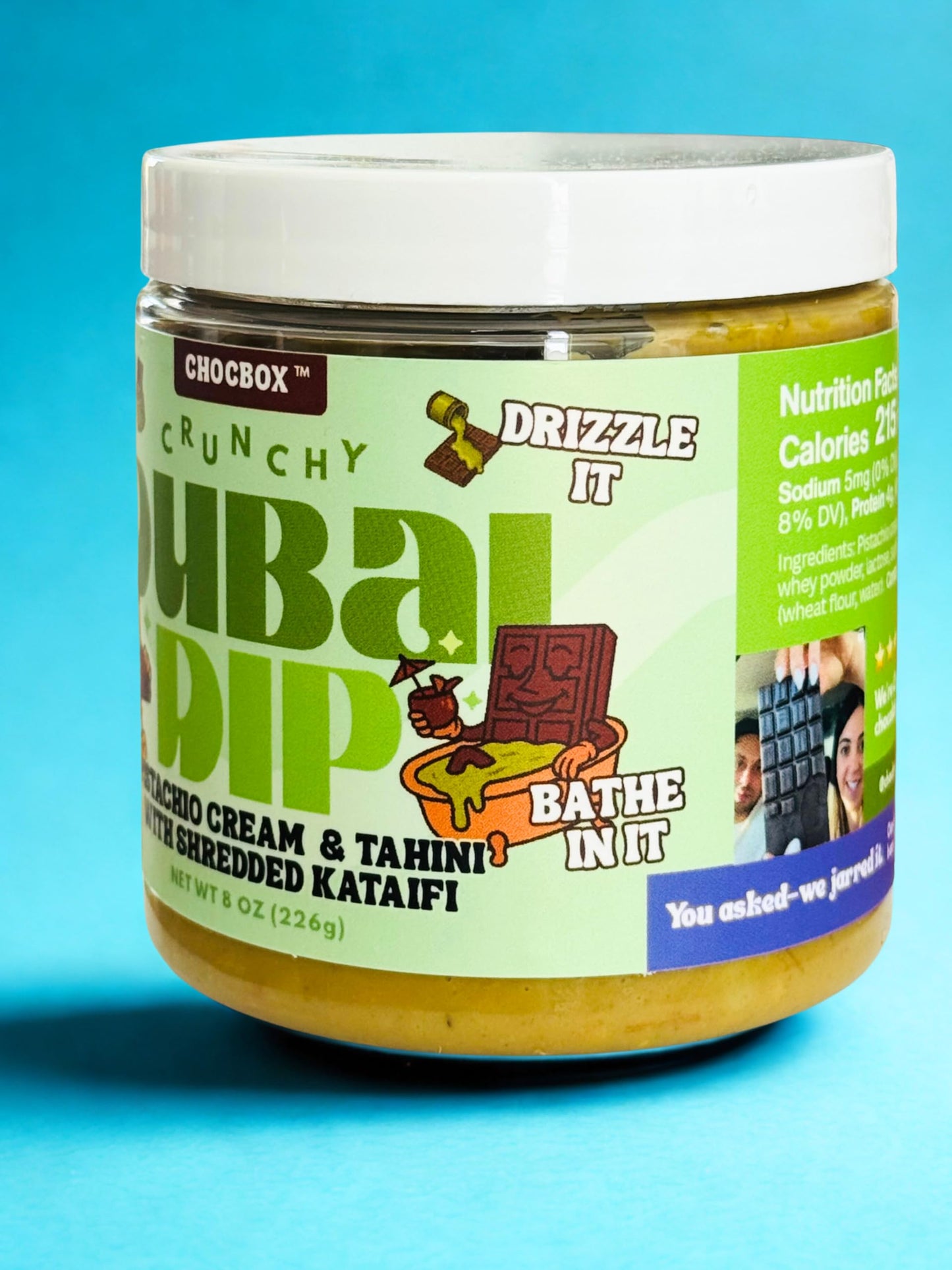 Chocbox Pistachio Cream & Tahini Dessert Dip - Sweet & Savory Spread, 8oz