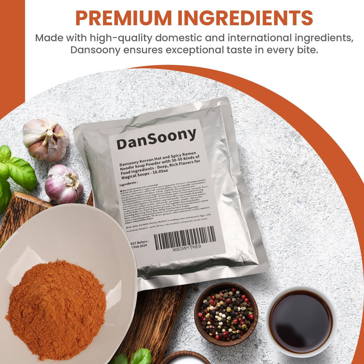 DanSoony Korean Hot & Spicy Ramen Noodle Soup Powder, 10.05oz - Rich Flavor with 30-50 Ingredients for Delicious Soups - 1 Pack